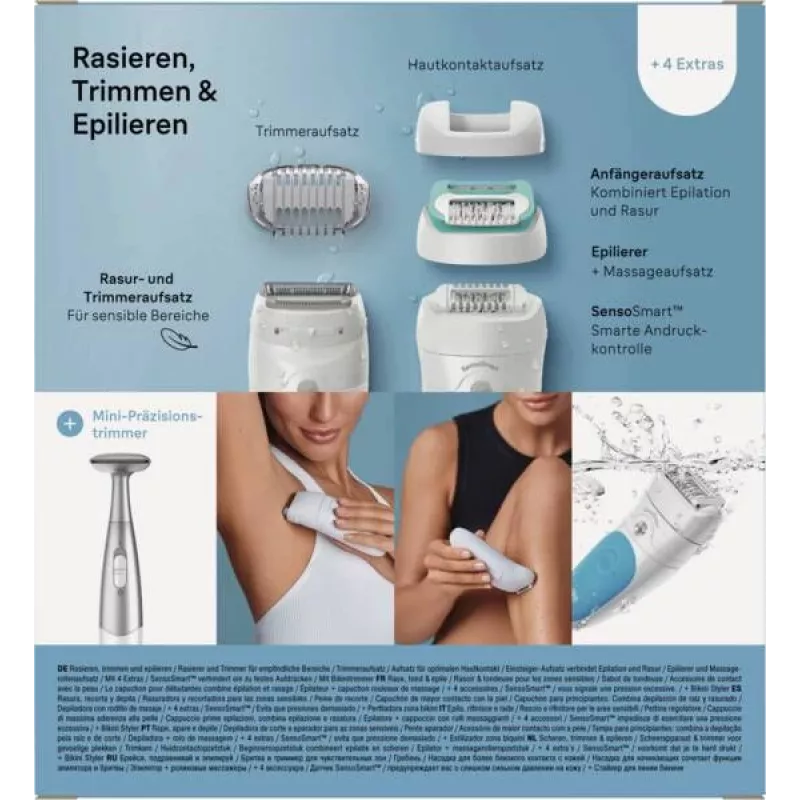 Braun Silk-épil 5 810 + Gillette Venus Trimmer 28 pincetes, zils, balts
