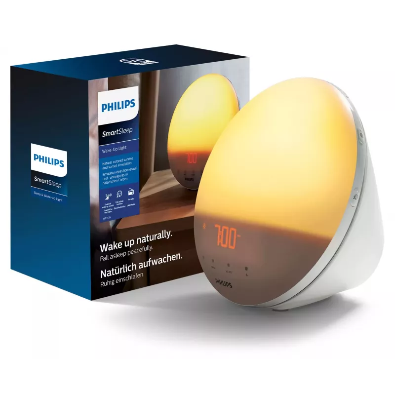 Modinātājs ar saullēkta simulāciju Philips SmartSleep HF3531/01 — LED saullēkts, 300 lx, 7 skaņas, 9 min atlikšana