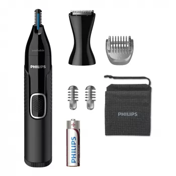 Deguna matu griezējs Philips 5000 NT5650/16 — baterijas, ūdensizturīgs, nerūsējošā tērauda asmeņi, 3 ķemmes, ceļojuma maciņš