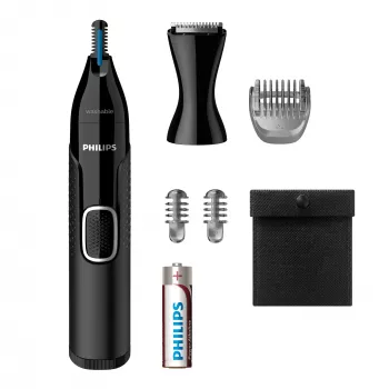 Deguna matu griezējs Philips 5000 NT5650/16 — baterijas, ūdensizturīgs, nerūsējošā tērauda asmeņi, 3 ķemmes, ceļojuma maciņš