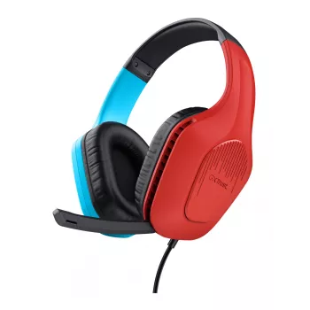 Trust GXT 416S Zirox galvas austiņas, vadu, pāri ausīm, spēlēm, melna, ciāna, sarkana