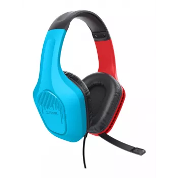 Trust GXT 416S Zirox galvas austiņas, vadu, pāri ausīm, spēlēm, melna, ciāna, sarkana