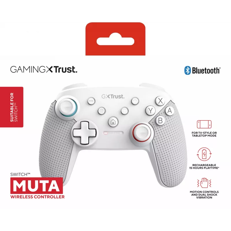 Trust GXT 1246W MUTA balts Bluetooth spēļu kontrolieris Nintendo Switch, Switch Lite
