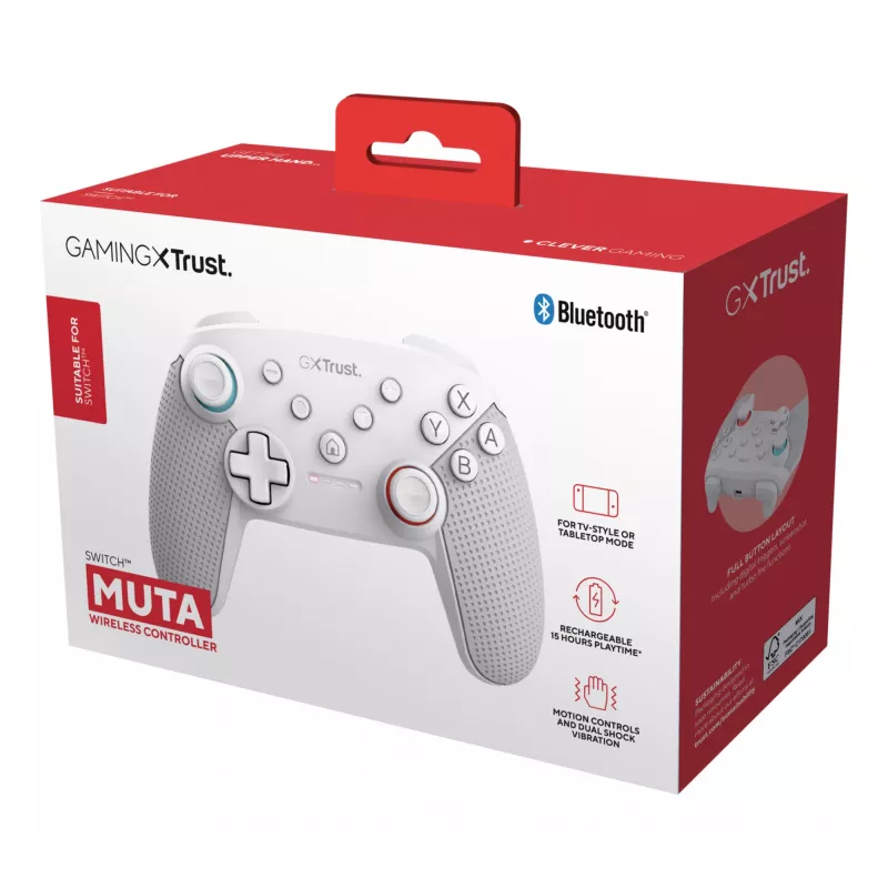 Trust GXT 1246W MUTA balts Bluetooth spēļu kontrolieris Nintendo Switch, Switch Lite