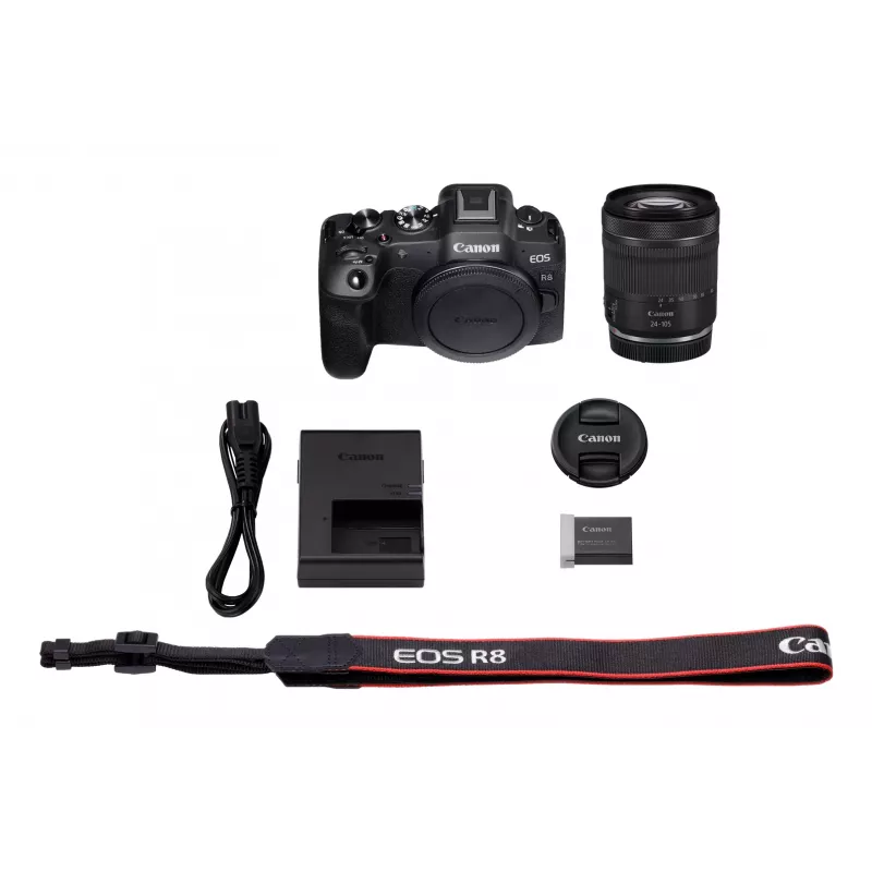 Canon EOS R8 + RF 24-105mm F4-7.1 IS STM bezspoguļa kamera 24.2 MP CMOS 6000 x 4000 pikseļi Melna