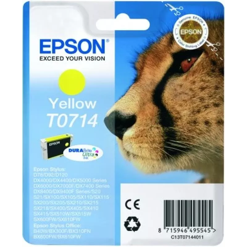 Epson Cheetah Singlepack Yellow T0714 DURABrite Ultra Tinte