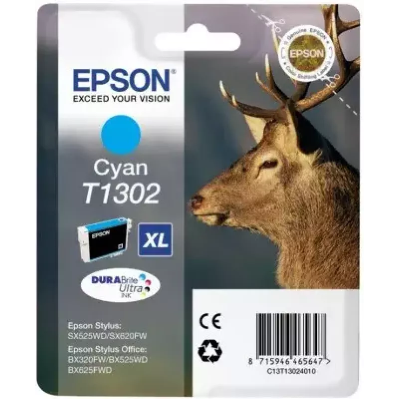 Epson Stag Singlepack Cyan T1302 DURABrite Ultra Tinte
