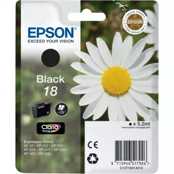 Epson Daisy Singlepack Black 18 Claria Home Ink – fotomelna tintes kasetne, standarta ietilpība, 1 gab.