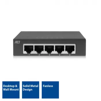 Nepārvaldāms slēdzis ACT AC4415 Gigabit Ethernet 5 porti 10 Gbit/s