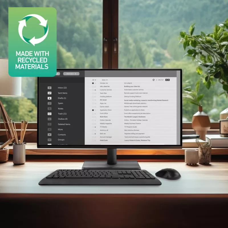 ACT bezvadu tastatūras un peles komplekts (AZERTY), klusie taustiņi, videi draudzīgs, izgatavots no pārstrādātiem materiāliem
