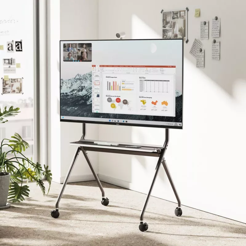 ACT Mobilais TV/monitora grīdas statīvs, 50 inch līdz 86 inch, VESA, 127 cm (50 collas), 2.18 m (86 collas), 200 x 200 mm, 800 x 600 mm, Alumīnijs, Plastmasa, Tērauds, Pelēks
