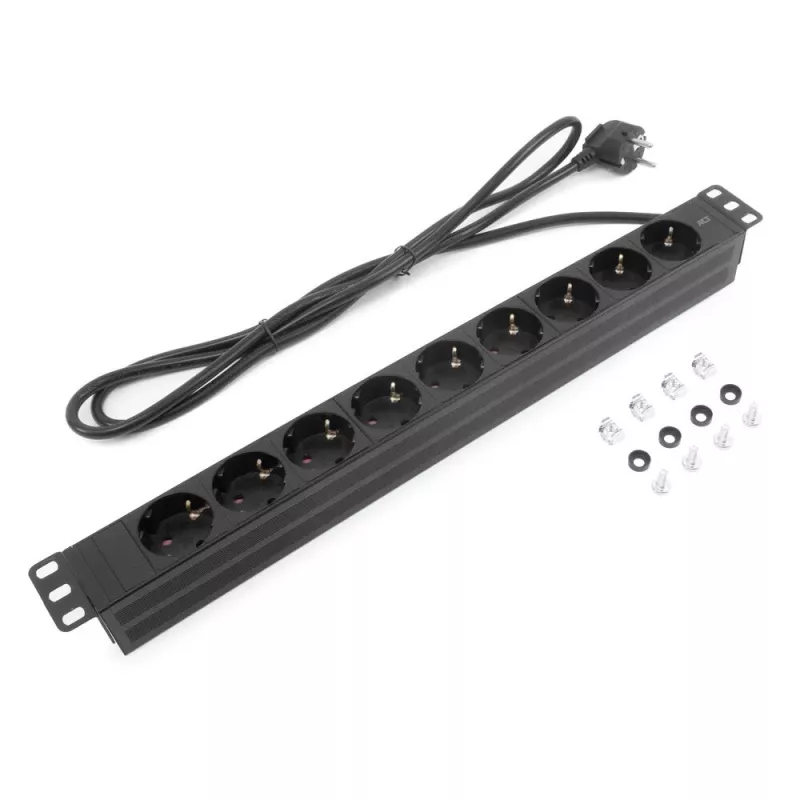 ACT pagarinātājs PDU 19 inch CEE7/7 ar 9 F tipa kontaktligzdām, 3m H05VV-F 3G1.5