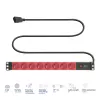 ACT PD3155 pagarinātājs — 3 m, 9 kontaktligzdas, 250 V, 16 A, 4000 W, Melns/Sarkans