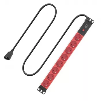 ACT PD3155 pagarinātājs — 3 m, 9 kontaktligzdas, 250 V, 16 A, 4000 W, Melns/Sarkans
