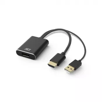 ACT AC7536 video kabeļa adapteris 0.24 m HDMI + USB DisplayPort Melns