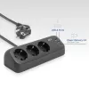 ACT AC2480 Galda barošanas bloks ar 3 F tipa kontaktligzdām, 30W Power Delivery, USB Type-C/A portiem, kabeļa garums 1,5 m