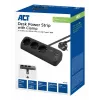 ACT AC2480 Galda barošanas bloks ar 3 F tipa kontaktligzdām, 30W Power Delivery, USB Type-C/A portiem, kabeļa garums 1,5 m