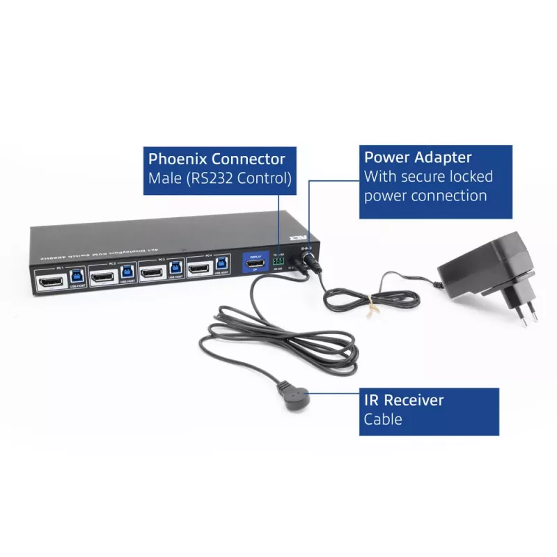 ACT 4 portu DisplayPort KVM slēdzis 4K@60Hz