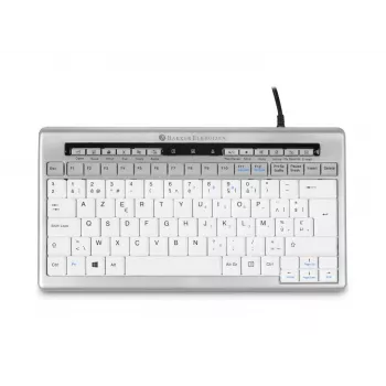 BakkerElkhuizen S-board 840 BE Azerty, bez ciparu bloka, vadu, USB, šķērveida slēdži, AZERTY, gaiši pelēka, balta