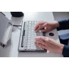 BakkerElkhuizen S-board 840 BE Azerty, bez ciparu bloka, vadu, USB, šķērveida slēdži, AZERTY, gaiši pelēka, balta