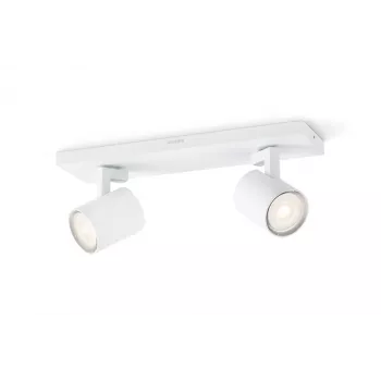 Virsmas montāžas prožektors Philips myLiving 5309231P0, GU10 LED 7 W, 2700K, 255 lm, 2 spuldzes, regulējams, balts