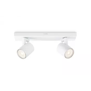 Virsmas montāžas prožektors Philips myLiving 5309231P0, GU10 LED 7 W, 2700K, 255 lm, 2 spuldzes, regulējams, balts