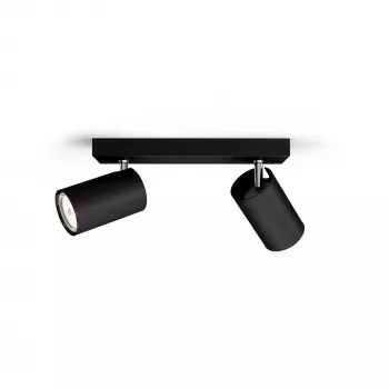 Griestu/sienas prožektors Signify Philips myLiving Kosipo 2x GU10 LED 220-240V IP20 Melns