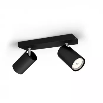 Griestu/sienas prožektors Signify Philips myLiving Kosipo 2x GU10 LED 220-240V IP20 Melns