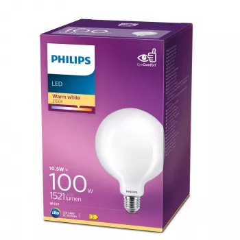 Philips Filament Spuldze Matēta 100W G120 E27, 10.5 W, 1521 lm, 15000 h, Silta balta