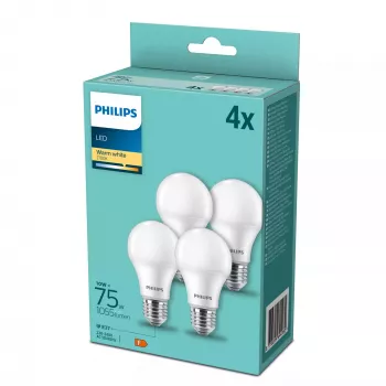 Philips LED spuldze silta balta 2700 K 10.5 W E27 F 4 gab.
