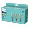 Philips LED kvēldiega spuldze E27, 3 gab., 8,5 W (75 W ekvivalents), 2700 K