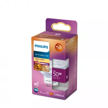 Spuldze spot Philips MR16 GU5.3 7W (ekv. 50W), 621 lm, 2200K siltā balta, 36° starojums, CRI 80, 15000 h