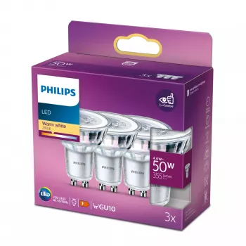 Philips LED Spots PAR16 GU10 4.6W 355lm 2700K Silta Baltā 3-Paka