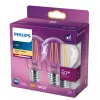 Philips LED kvēldiega spuldze A60 7W (ekv. 60W) E27 caurspīdīga 2700K 2 iepakojumā