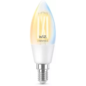 Smart spuldze WiZ Filament Candle caurspīdīga 4.9W C35 E14 Wi-Fi Balta