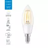 Smart spuldze WiZ Filament Candle caurspīdīga 4.9W C35 E14 Wi-Fi Balta