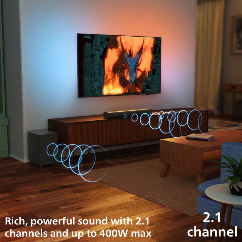 Soundbar Philips TAB6100/10 2.1 kanāli 80 W RMS Dolby Atmos