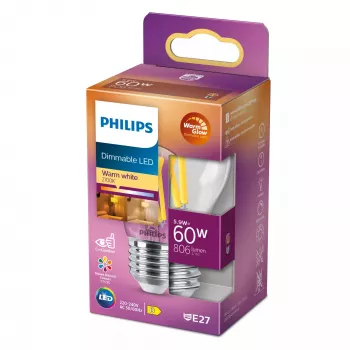 Philips Filament Candle Clear 60W P45 E27, 5.9 W, 60 W, E27, 806 lm, 15000 h, Silts mirdzums