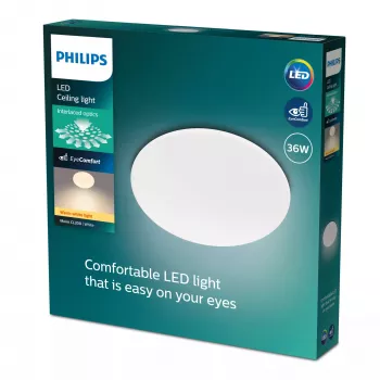 Griestu lampa Philips Functional Moire 36 W LED, balta, apaļa, nemaināmas spuldzes, 220–240 V