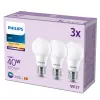 Philips LED spuldze 40W A60 E27 x3, 4.9 W, 40 W, E27, 470 lm, 15000 h, Silta balta