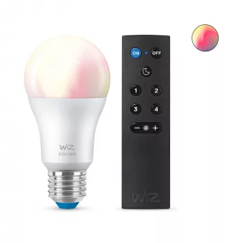 WiZ viedā spuldze 8W (ekv. 60W) A60 E27 x1 + tālvadības pults, Wi-Fi/Bluetooth, balta