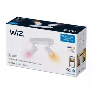 WiZ IMAGEO 2x regulējams prožektors, viedie griestu lukturi, Wi-Fi/Bluetooth, Balts, LED, Metāls