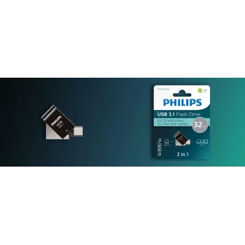 Philips FM32DC152B/00 USB zibatmiņa 32 GB USB Type-C 3.2 Gen 1 (3.1 Gen 1) Melna