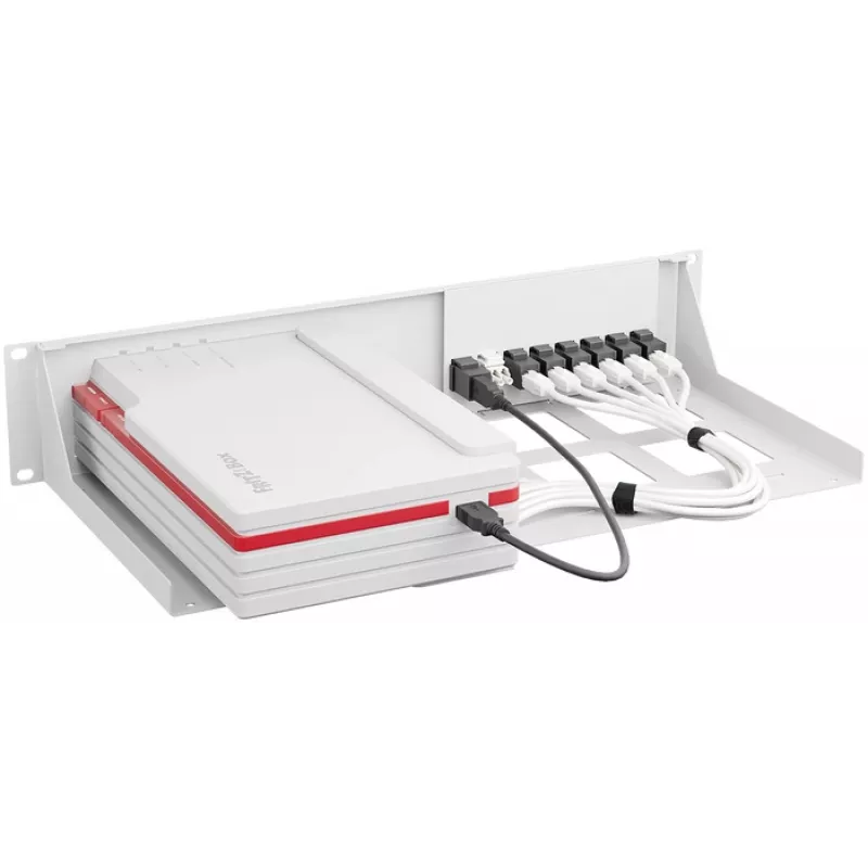 Montāžas kronšteins Rackmount.IT RM-FB-T8 – plaukta aksesuārs, balts, 2U plaukta stiprinājums