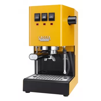 Espresso automāts Gaggia Classic Evo E24 — kompakts mājas espresso aparāts, dzeltens