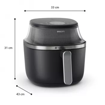 Philips 3000 sērijas NA331/00 fritieris 6,2 L 1700 W karstā gaisa fritieris melns, sudrabs