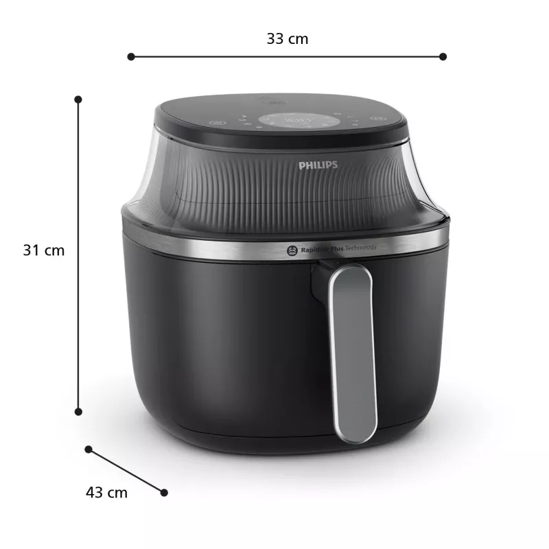 Philips 3000 sērijas NA331/00 fritieris 6,2 L 1700 W karstā gaisa fritieris melns, sudrabs