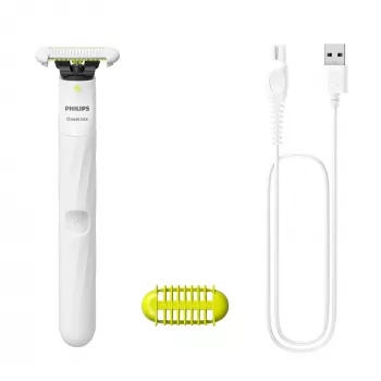 Philips Norelco OneBlade QP1924/22 Intimate, iebūvēts akumulators, slapjā/sausā lietošana, balts
