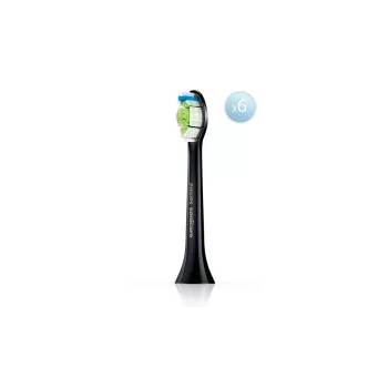 Philips HX6066/88 Optimal White nomaināmās birstes galviņas, 6 iepakojumā, melnas, 3 mēnešu nomaiņas intervāls