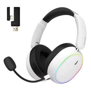 HATOR Phoenix 2 Wireless Bezvadu un vadu spēļu austiņas, USB Type-C / USB Type-A, Bluetooth, balta